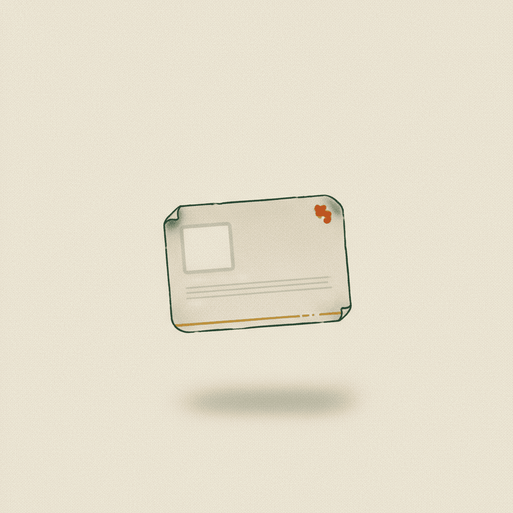 A faded, empty card floating in negative space — a business that exists on paper but is invisible online.